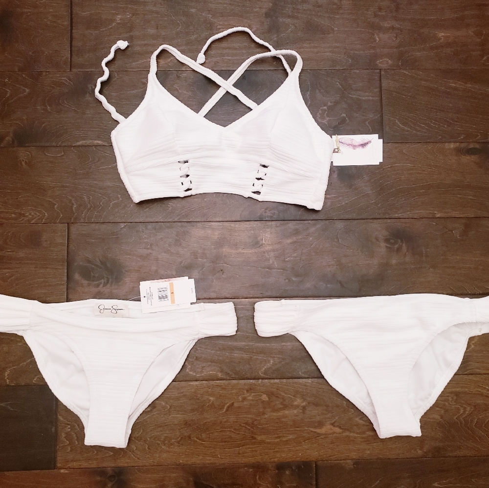 Jessica Simpson White Ribbed Bikini Set - Picture 3 of 9